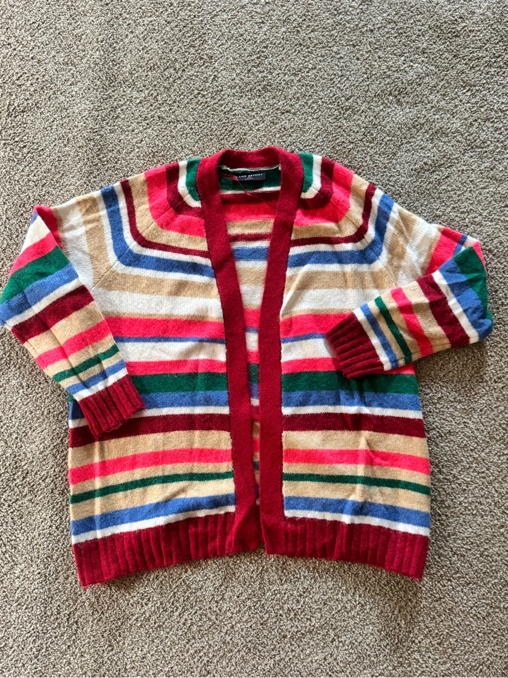 Lane Bryant multicolor striped open-front cardigan in women’s size 14/16.